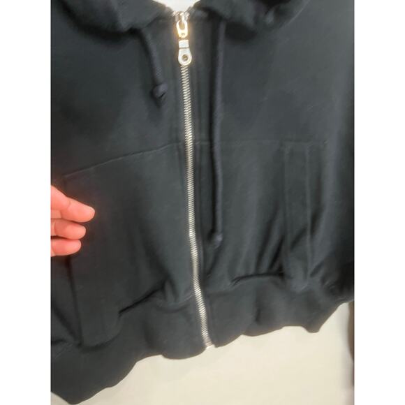 Women Aeropostale Black Crop Top Hoodie Sz S Y2K 2000s Grunge Emo Dark Fairy - Picture 10 of 10